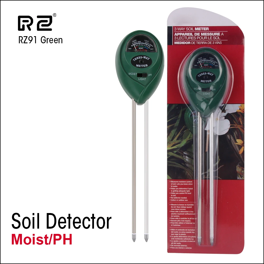 RZ Soil Moisture PH Meter Humidity Detector Digital PH Meter Soil Monitor Hygrometer Gardening Plant Lignt Sunlight Tester