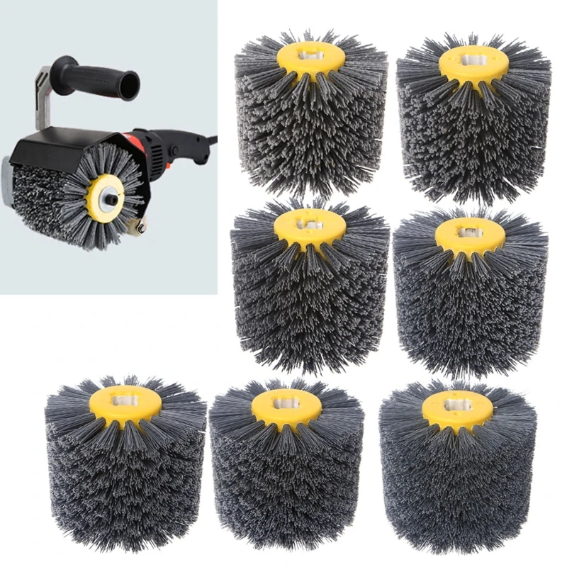 Deburring Abrasive Wire Drawing Round Brush Head Polishing Grinding Tool Buffer Wheel For Furniture Sculpture Rotary Drill