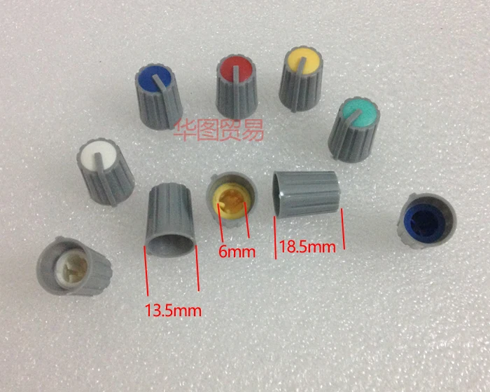 10pcs mixer Half axle potentiometer knob cap / 18.5mm * 13.5mm axle knob cap red yellow white green blue