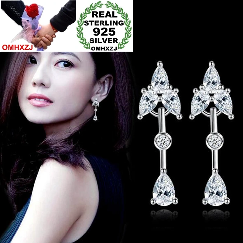 OMHXZJ Wholesale jewelry Fashion joker star for Woman Bride Gift Small Pure Fresh Leaves 925 Sterling Silver Stud Earrings YS277