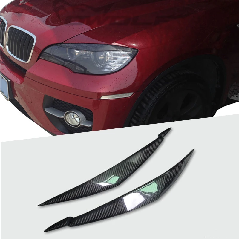 

100% Rear Carbon Fiber Headlights Eyebrows Eyelids for BMW E71 X6 X6M Car Styling Front Headlamp Eyebrows Trim Cover Accessories