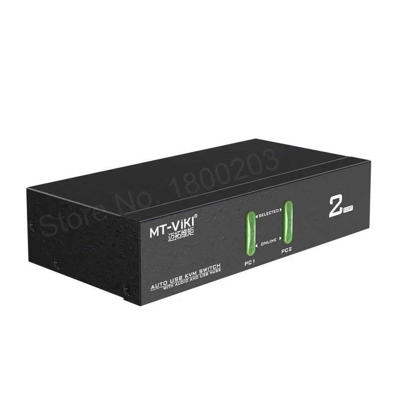 MT-Viki Nuovo Design di Alta Classe VGA USB KVM SWITCH 2 Porte tasto di scelta rapida Telecomando a Filo con Audio Mic Cavo Originale Adattatore di Alimentazione