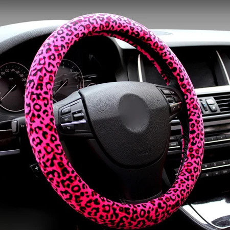 Winter 7 Kleuren Auto Stuurhoes Mode Luipaard Ontwerp Pluche Zachte Universele Vlecht Op De Stuurwiel Car styling