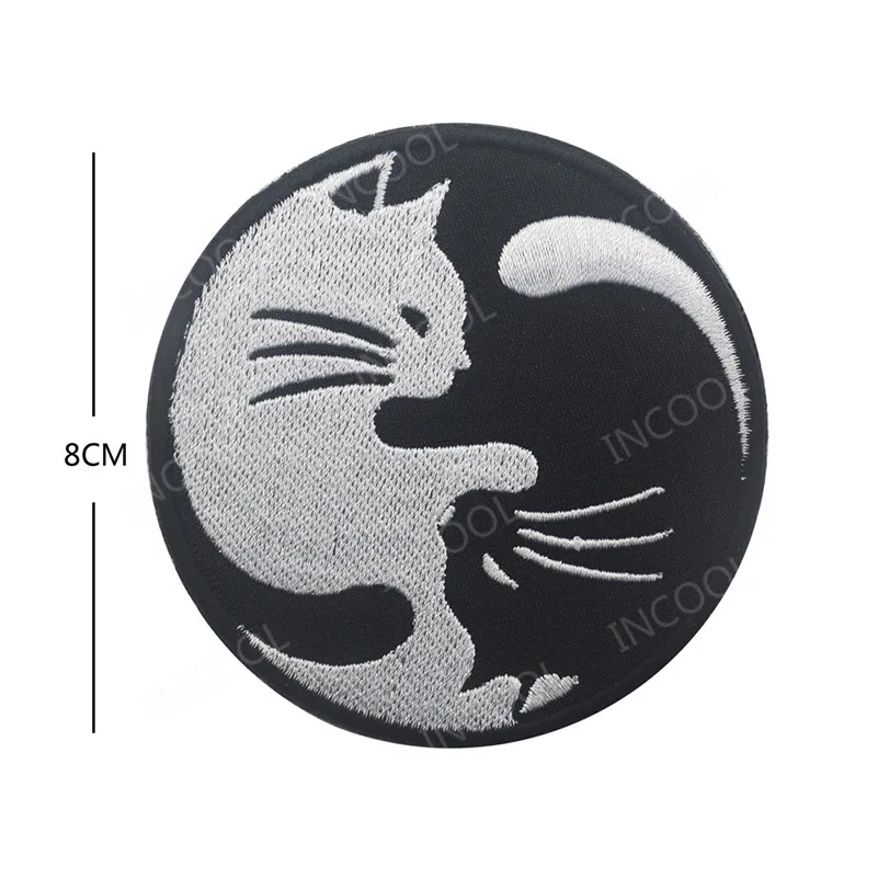 Embroidery Patch Black White Cat Dragon Bird Yin Yang Patches Clothing Sticker Embroidered Patch For Backpack