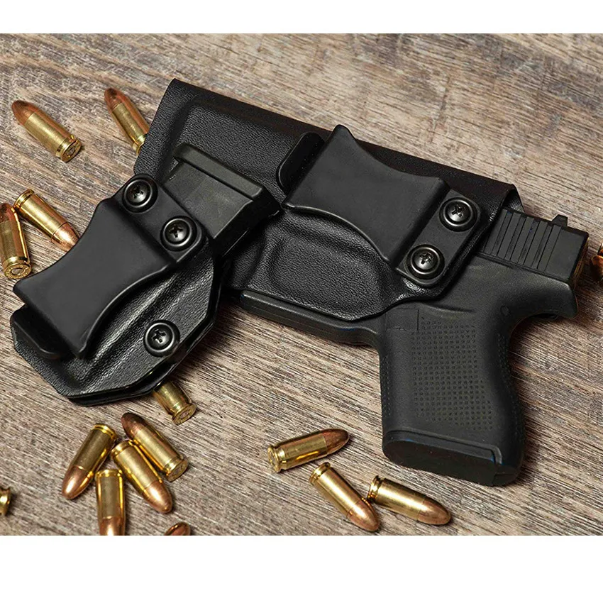 Glock 43 Kydex Holster Inside The Waistband IWB Magazine Carrier Mag Holder Concealed Carry 9mm G43 6 Round  Clip CCW Pouch