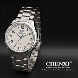 CHENXI Brand Classic Luxury Quartz Ladies Watch Fashion Noble Gift Clock Women Man Wristwatch Stainless Steel Silver Watch 010A