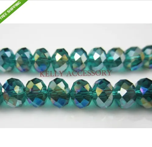 140pcs/lot 8mm Green AB Crystal Glass Beads Charm Spacer Rondelle Beads For Jewelry Making Craft Bracelet DIY Beads