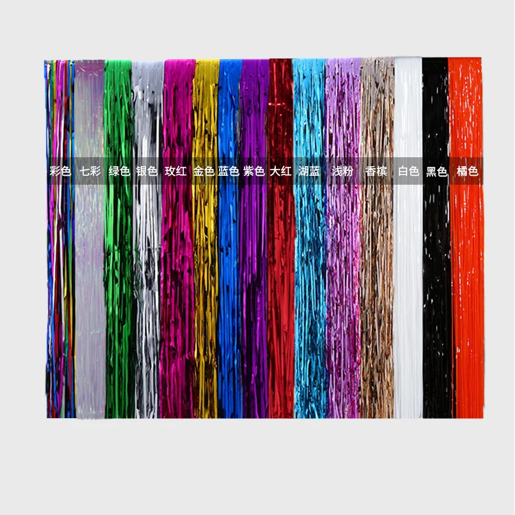 

1x2m Metallic Foil Tinsel Fringe Curtain Door Rain Home Room Wedding Party Stage Backdrop Background Props