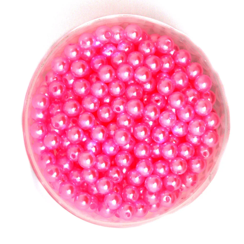 Round Approx 1000pcs/lot Pink Color 6mm Dia. Imitation Pearl Plastic Beads Wholesale for Jewelry Making CN-BSG01-02PK