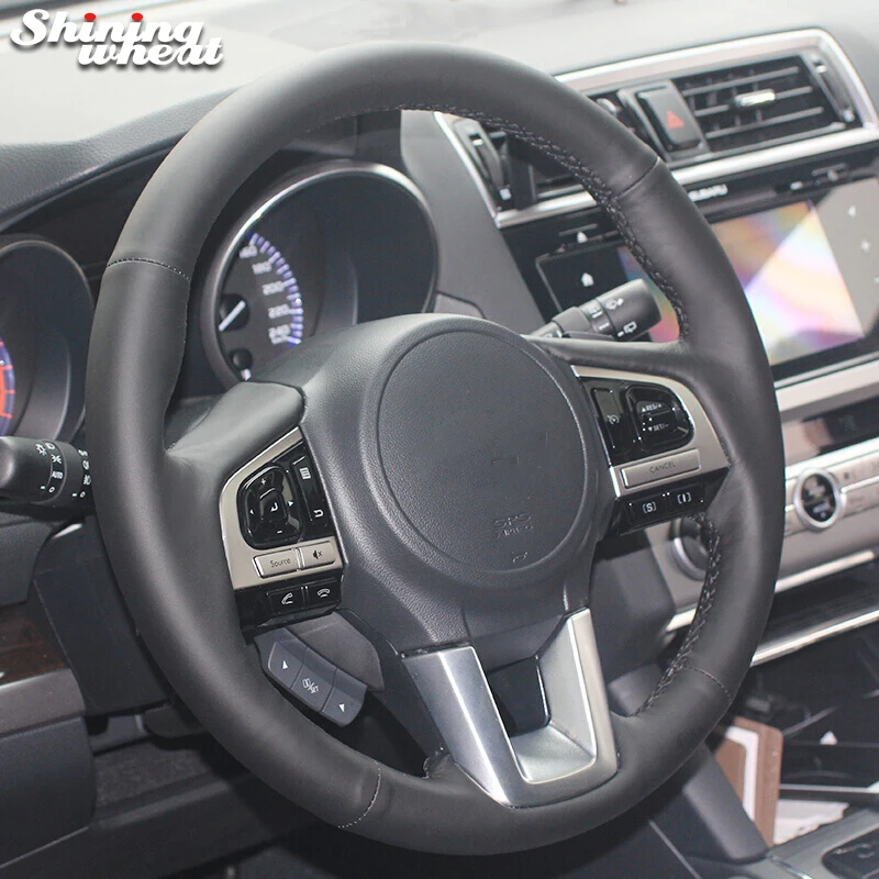 Shining wheat Black Artificial leather Car Steering Wheel Cover for Subaru Legacy 2016 Forester 2016 Outback 2015 2016 XV 2016
