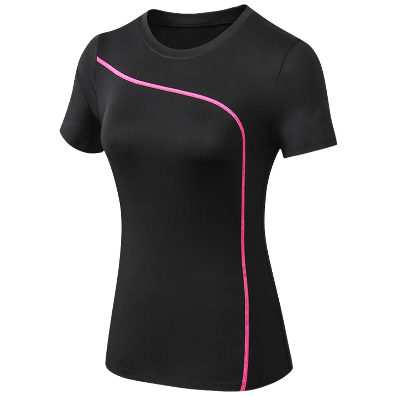 Camisa Slim Fit manga curta Yoga para mulheres, secagem rápida, estiramento, esportes, fitness, corrida ao ar livre, camisa de Yoga feminino