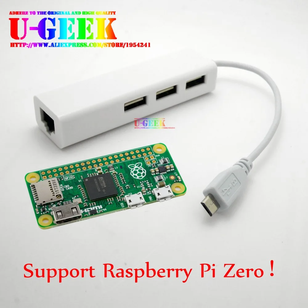 OTG 3 puertos Micro USB Hub 10/100MB RJ45 usb LAN adaptador para Android Mac Raspberry Pi Zero