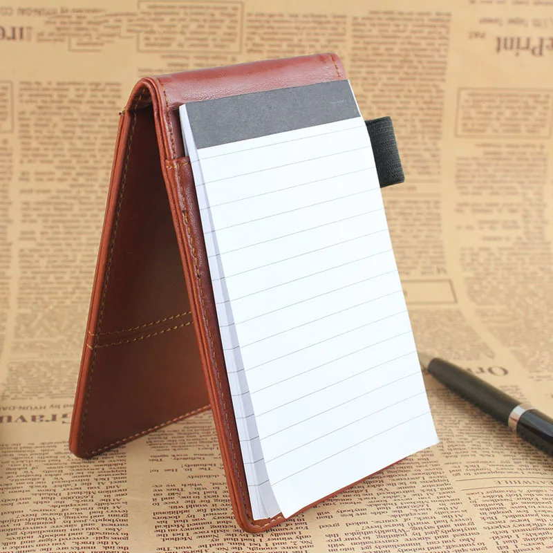 Business Pocket Notepad Leather Notebook Planner A7 Small Note Book With Pen and Calculator Multifunction Office Stationery