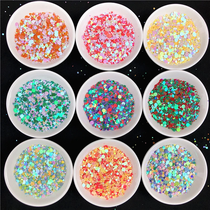 20g Multi Size 1mm 2mm 3mm 4mm dot Nail Sequins Flat Round Sequin Nail Beauty Stickers Lady Girls manicure Glitter Paillettes