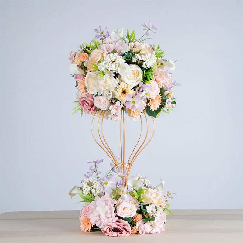 artificial flower ball hydrangea rose wreath wedding decorative iron stand frame party road lead decoration peony silk flower