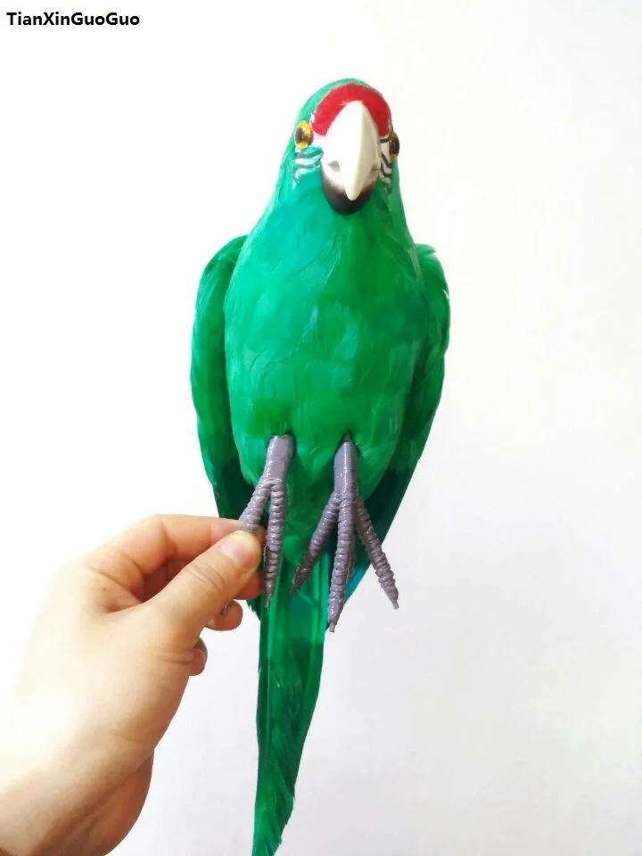 large 45cm green feathers parrot bird want-to spread wings parrot hard model prop,home garden decoration gift s1384