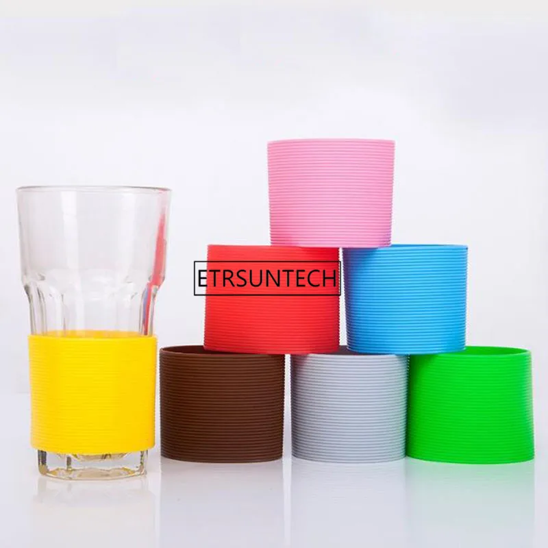 Solid Color Silicone Heat-resistant Cup Sleeve Protective Non-slip Water Glass Cover for Bottle Mug