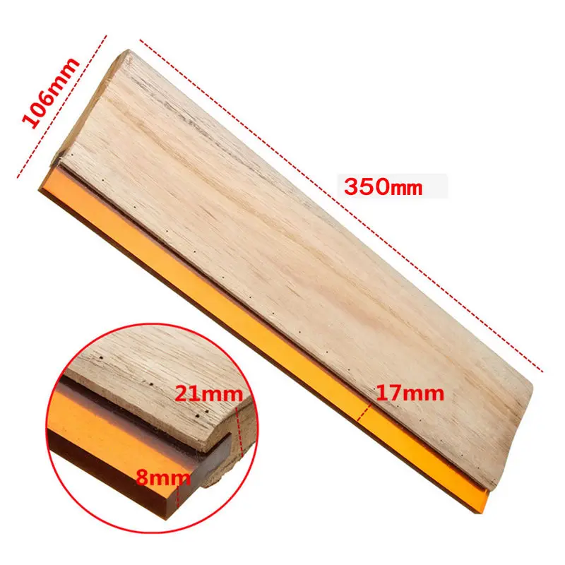 1X 35cm Flat Head Wood Handle Scraper Silk Screen Printing Squeegee Blade for Printing Scraper Scratch Board Tools