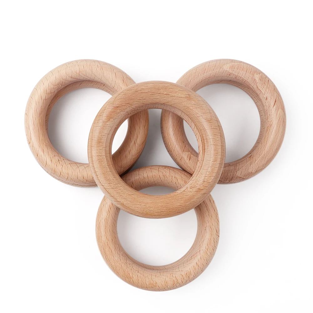 TYRY.HU 10pcs New 70mm Beech Wooden Baby Teething Pendants Baby Chewing Teethers Necklace Training Sensory Newborns Toys