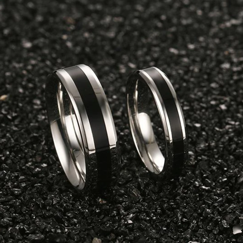 Vnox Classic Wedding Rings for Women Men Stainless Steel Couple Jewelry Promise Band Alliance Bijoux