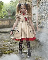 Halloween Girl's Costume Voodoo Doll Costumes for Adults&Child Fancy Cosplay Mini Dress 100CM-150CM