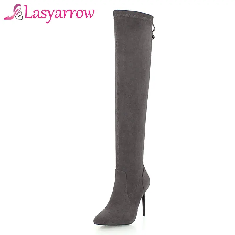 Lasyarrow Zipper Botas Femininas Sexy fashion Women Boots Over Knee High Boots Winter Females Footwear Crystal Thigh High Boots