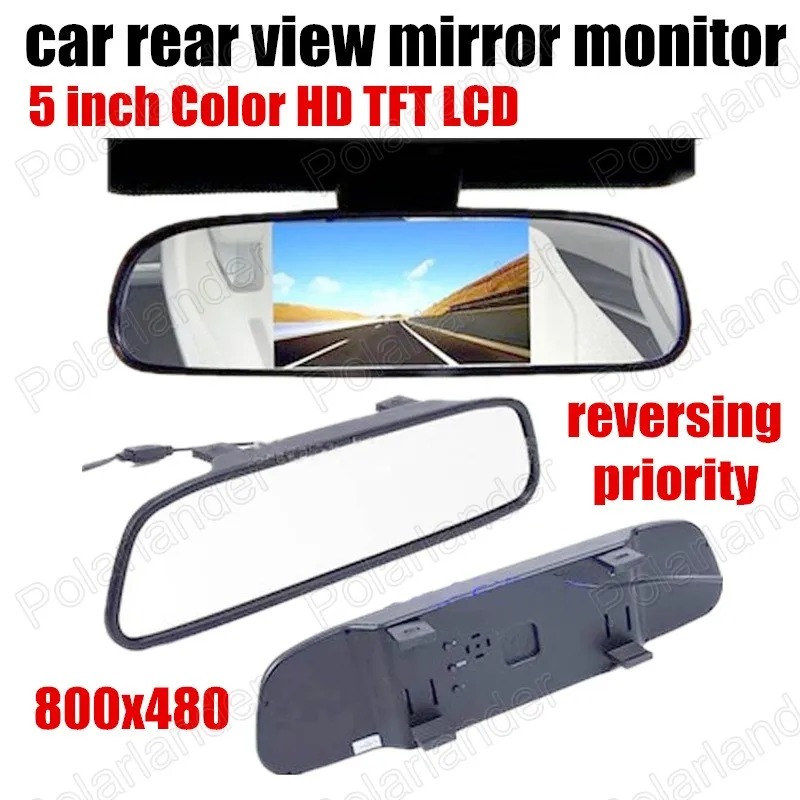 

reversing priority 5 inch 800x480 Digital Color TFT LCD Car Rear view Mirror Monitor Parking Reverse Monitor for Camera DVD VCR