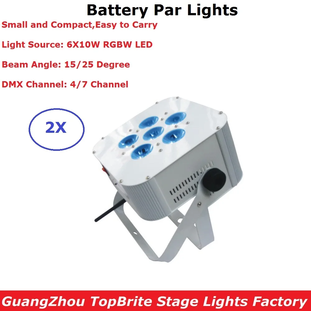 

2 Units Battery Par 6X10W RGBW LED Stage Par Lights DMX512 Control For Disco Dj Projector Carnival Party Shows Decoration