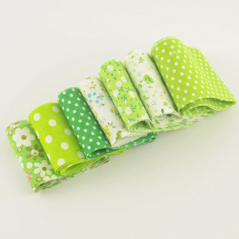 Booksew 5cmx100cm Jelly Roll Fabric Strips Patchwork 7pcs/lot 100% Cotton Green Sets DIY Quilting Fabric Bundle Tildas Textile