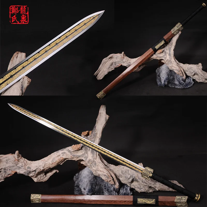 

Real Chinese Long Sword, Diamon Shape Blade, High Carbon Steel with Pattern, Rose Wood Sheath,Decoration,Sharpness for Sale