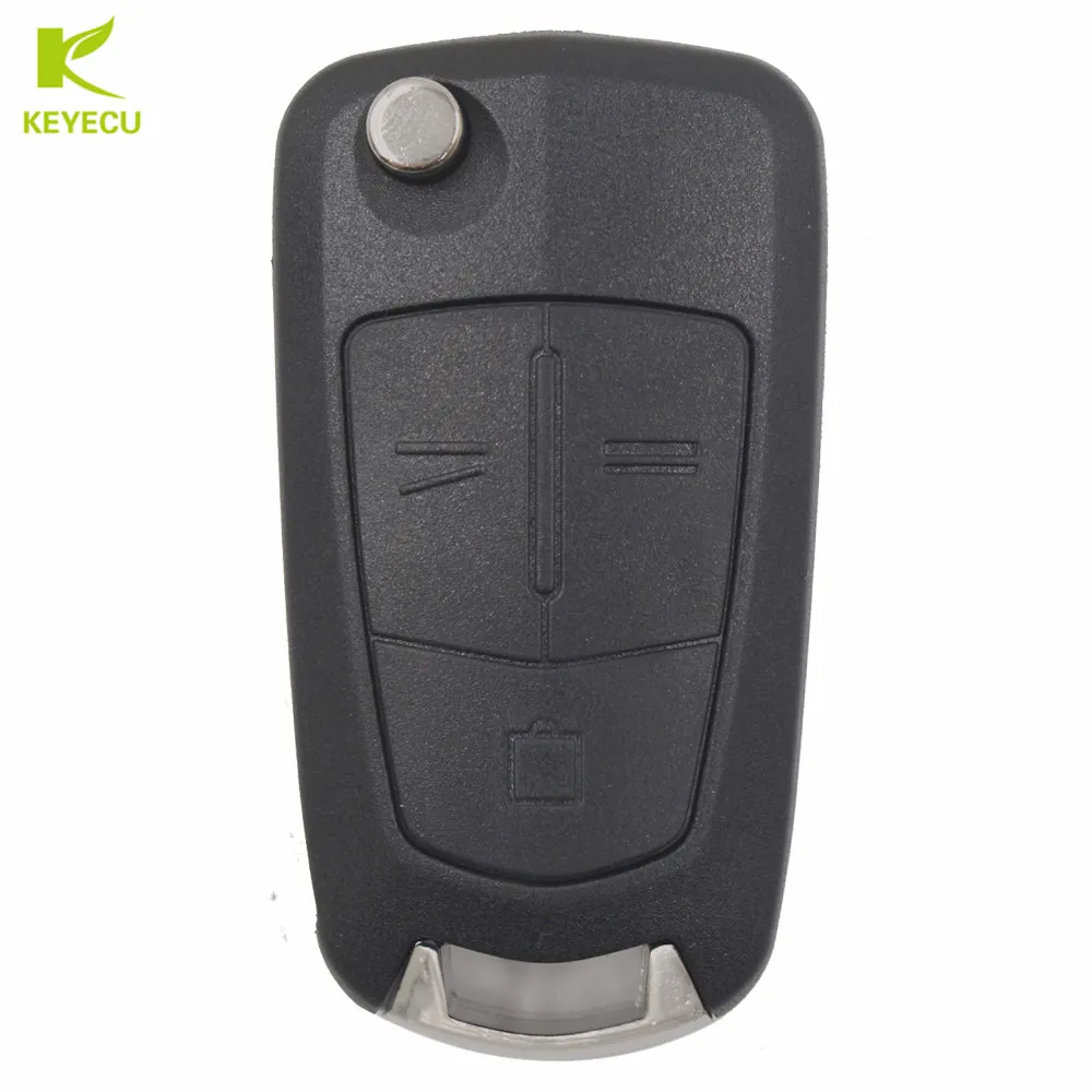 KEYECU 3 Button Folding Flip Remote Key Fob 433MHz ID46 Chip for Vauxhall Opel Vectra C 2002-2008 ,Signum 2003-2007