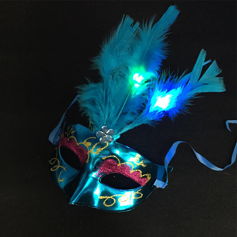 2018 Sale Led Wedding Dress 100pcs/lot Color Christmas Led Feather Mask Party Flash Masquerade Masks Decor Supplies Glow Light