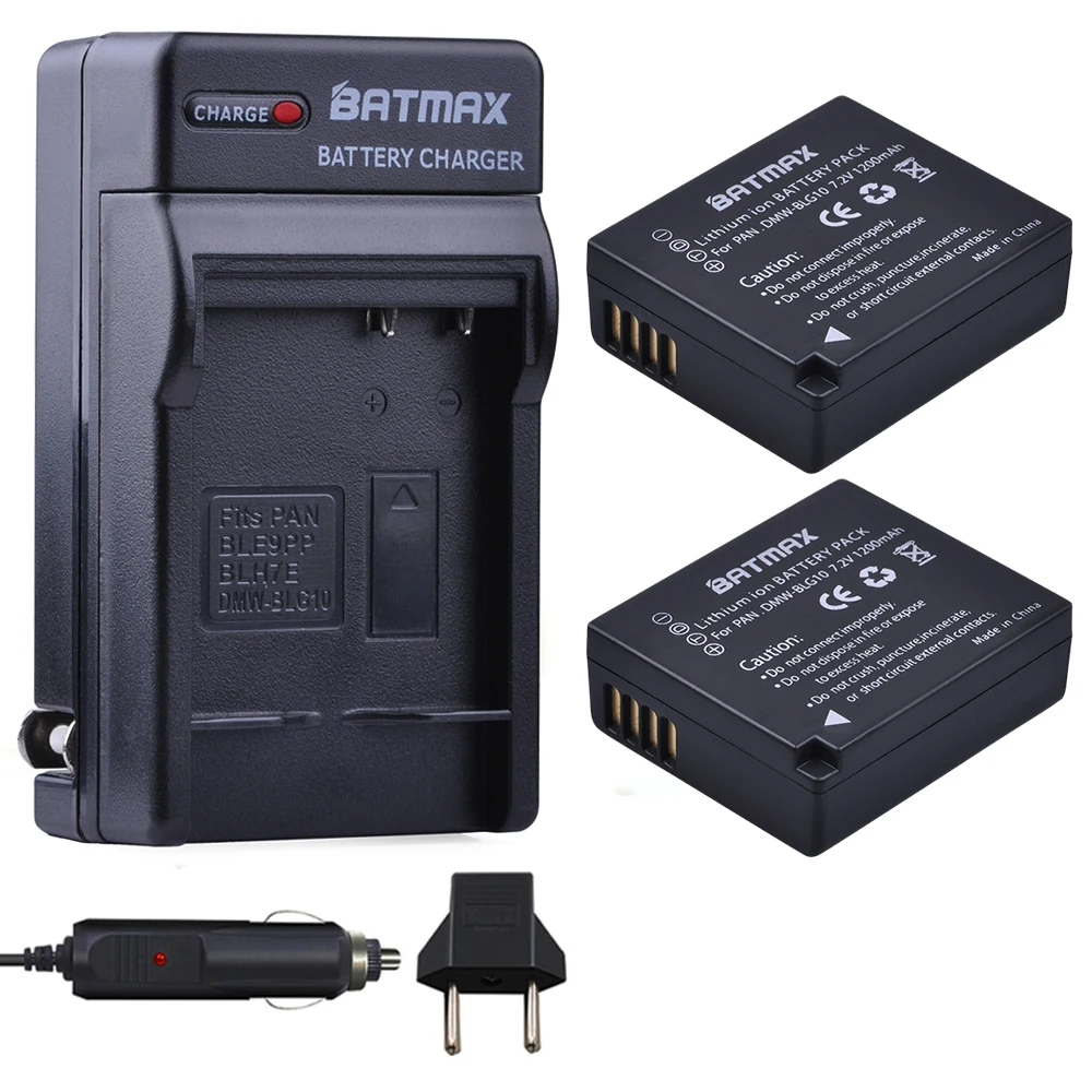 Аккумуляторная батарея Batmax 2Pcs DMW-BLG10 BLG10E DMW-BLG10PP + Автомобильное зарядное устройство для Panasonic DMC-GF6 GF3 GF5 GX7 GX80 GX85 GX7 Mark II,DMC TX1