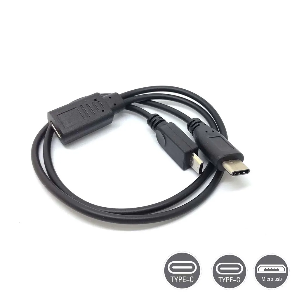 usb 3.1 Type C Female to Micro + type c Male Y Splitter extension Cable charger for phone camera hard disk
