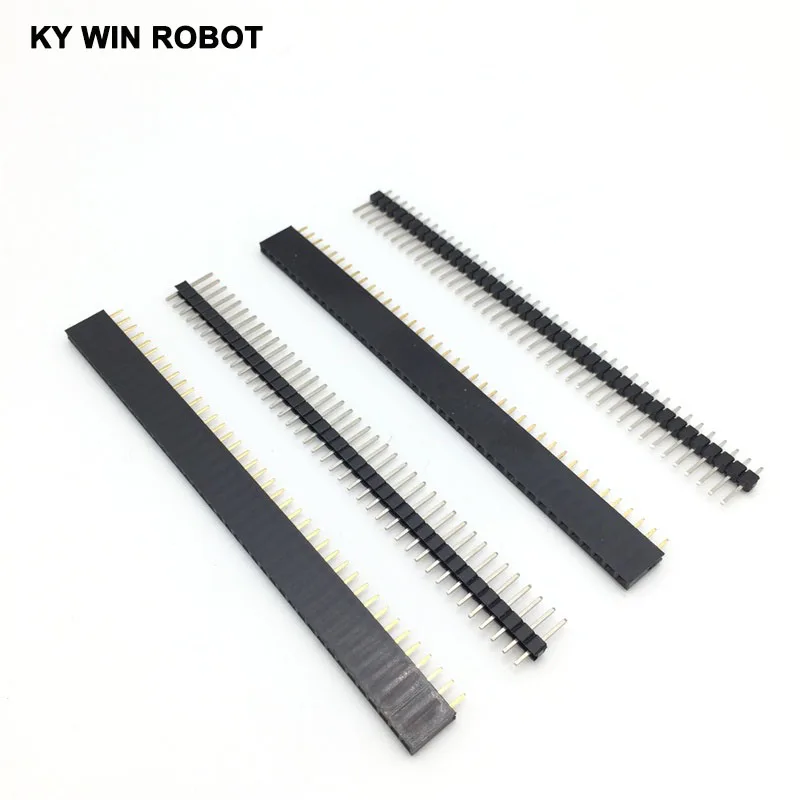 20pcs 10 pairs 40 Pin 1x40 Single Row Male and Female 2.54 Breakable Pin Header Connector Strip for Arduino Black