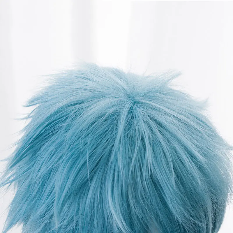 Anime My Academia Boku no Hiro Akademia Shigaraki Tomura Wigs Short Gray Blue Mixed Curly Cosplay Wig + Wig Cap