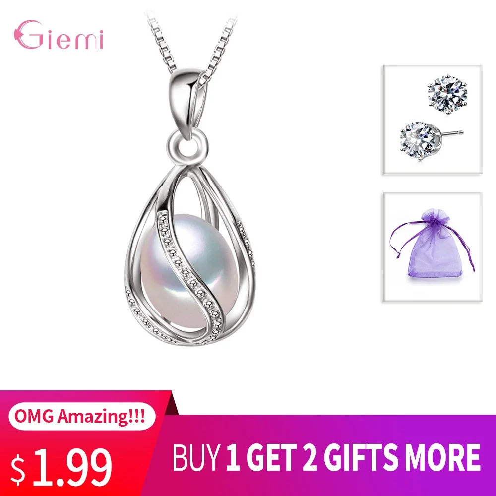 Amazing Earrings For Women Princess Jewelry Elegant White Pearl 925 Sterling Silver Wedding Necklace Buy 1 Get 2 Gifts