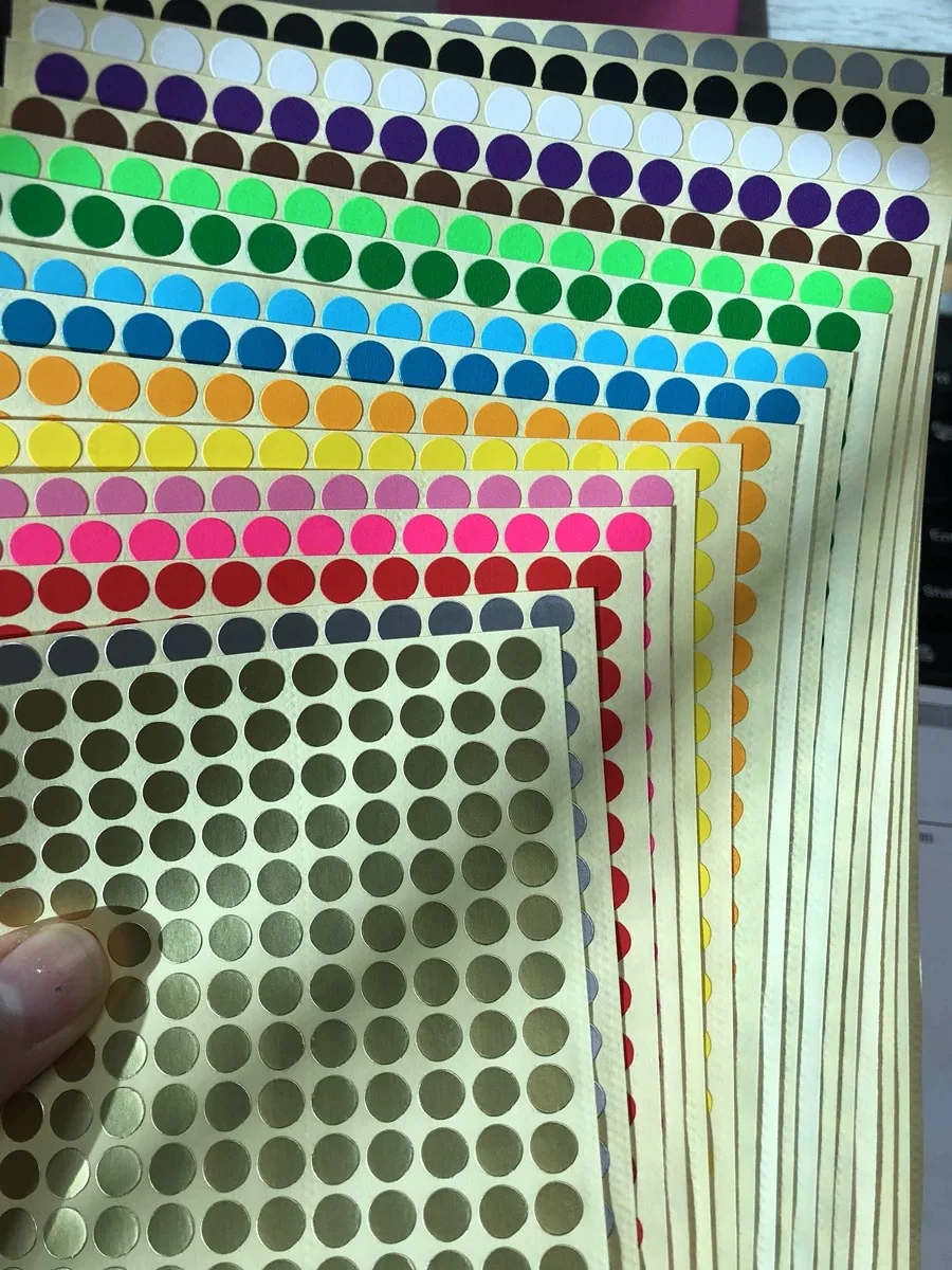 15 sheets 6mm/19mm/100mm Diameter 8mm Multicolor Dot Stickers Round Sticky Adhesive Spot Circles Paper sticker Labels