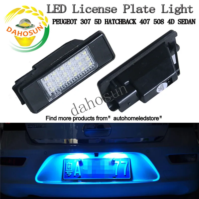 

2PC x dahosun 18SMD License Plate LED Light Universally Used for Peugeot 106 207 307 308 406 407 508 Super White Assembly