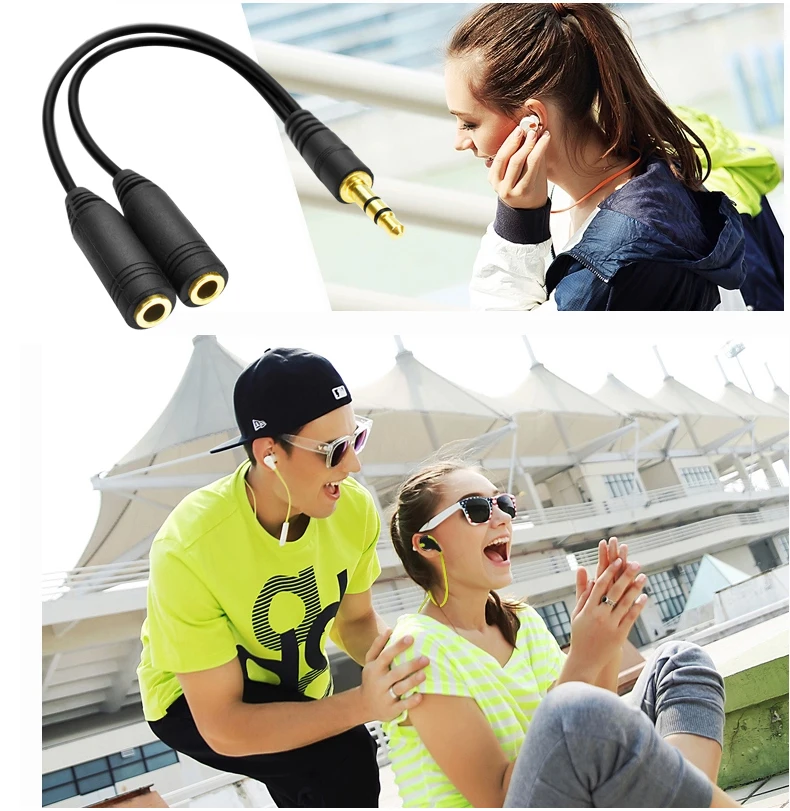 Earphone Splitter Headphone Connector 3.5mm Adapter Audio Stereo Y Splitter (Hi-Fi Sound), 3.5mm Male to 2 Ports 3.5mm Female