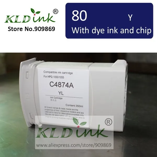 [KLD Ink] Compatible 80 C4848A YELLOW Dye  ink cartridge for Designjet 1050 1055 printer