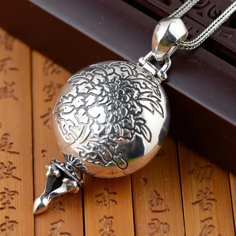 

S925 silver ga black box pendants can open six words of Buddhism in new product wholesale men and women