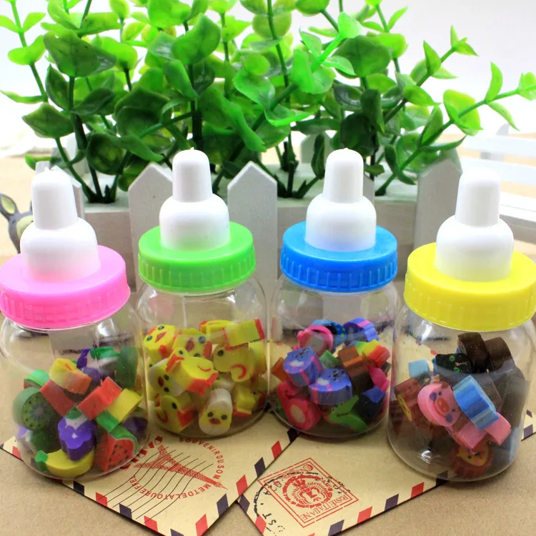 1 Pack Mini Cute Feeding Bottle Rubber Eraser For Kids Gift Children Student Learning Stationery Pencil Erasers Borracha Fofa