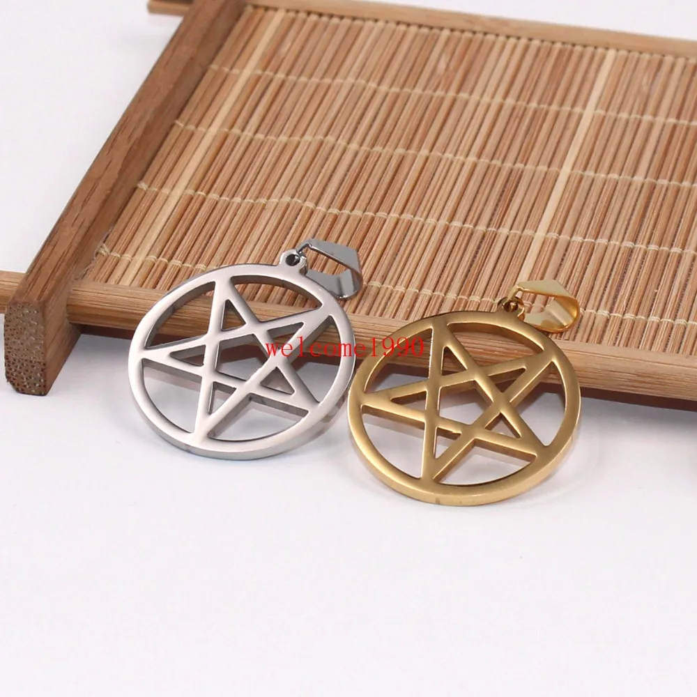 5pcs Lot in bulk Stainless Steel Wicca Inverted Pentagram charms Pendant Fashion jewelry