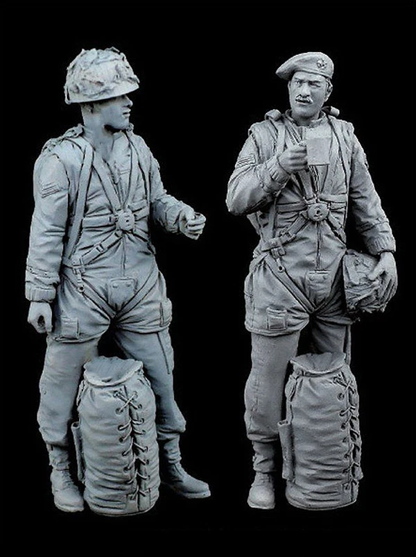 Unpainted Kit 1/35 British Airborne Paratroopers Set   Resin Figure miniature garage kit