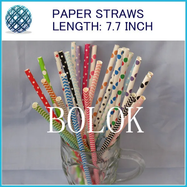 Free Shipping Wholesale 300pcs/Lot Striped And Polka Dot Drinking Paper Straws For Wedding Birthday Party Decoration