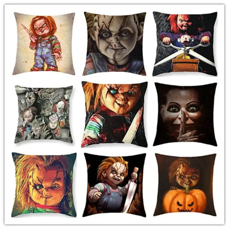 Northern Europe Cushion Cover Horror doll  Movie  Peach skin Home Decorative for Sofa Car Pillows Cover  BZ-109