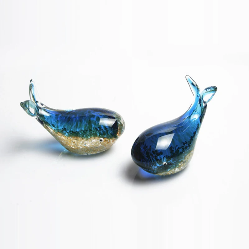 Blue Tropical Crystal Fish Glass Sculpture Modern Art Favor Glass Whale Gift Artwork Home Decoration Glaze Figurines & Miniature