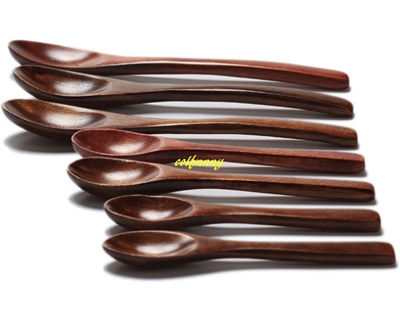 200pcs/lot 10cm 11cm 15cm 16cm Longth Wooden Spoons Honey Sugar Spice Ice Cream Wood Spoon Children Kids Tableware