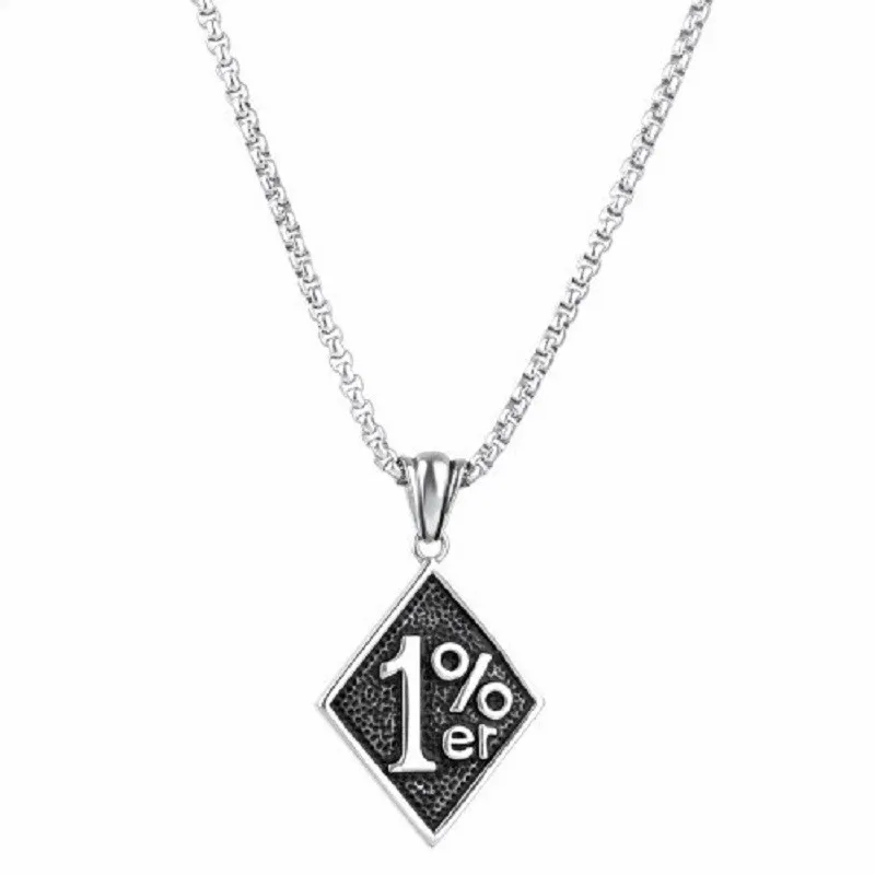 Men Silver color 316L Stainless Steel 1%ER Motorcycle Club Biker Pendant Men\'s Jewelry